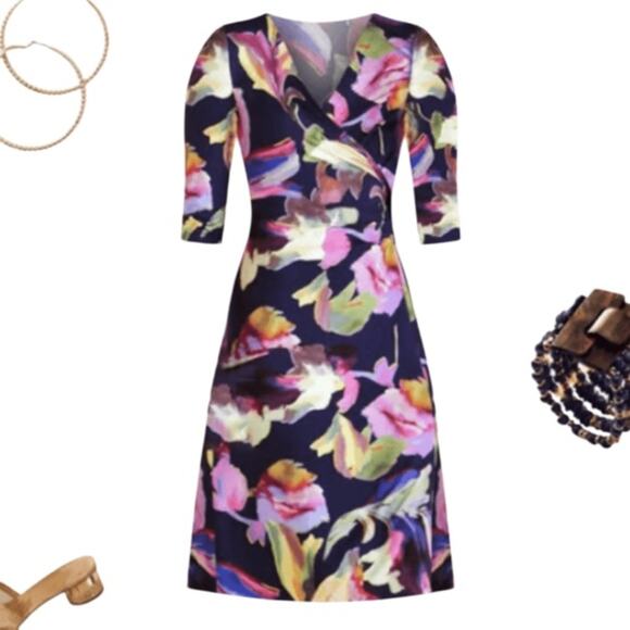 Soft Surroundings Surrounding  Hyannis Dress Violet Floral, Size Small - Picture 2 of 7